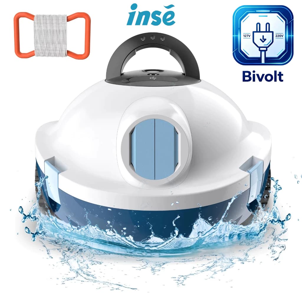 Aspirador robô piscina INSE Y10 90Min autônomo auto-docking para piscinas planas até 102m²