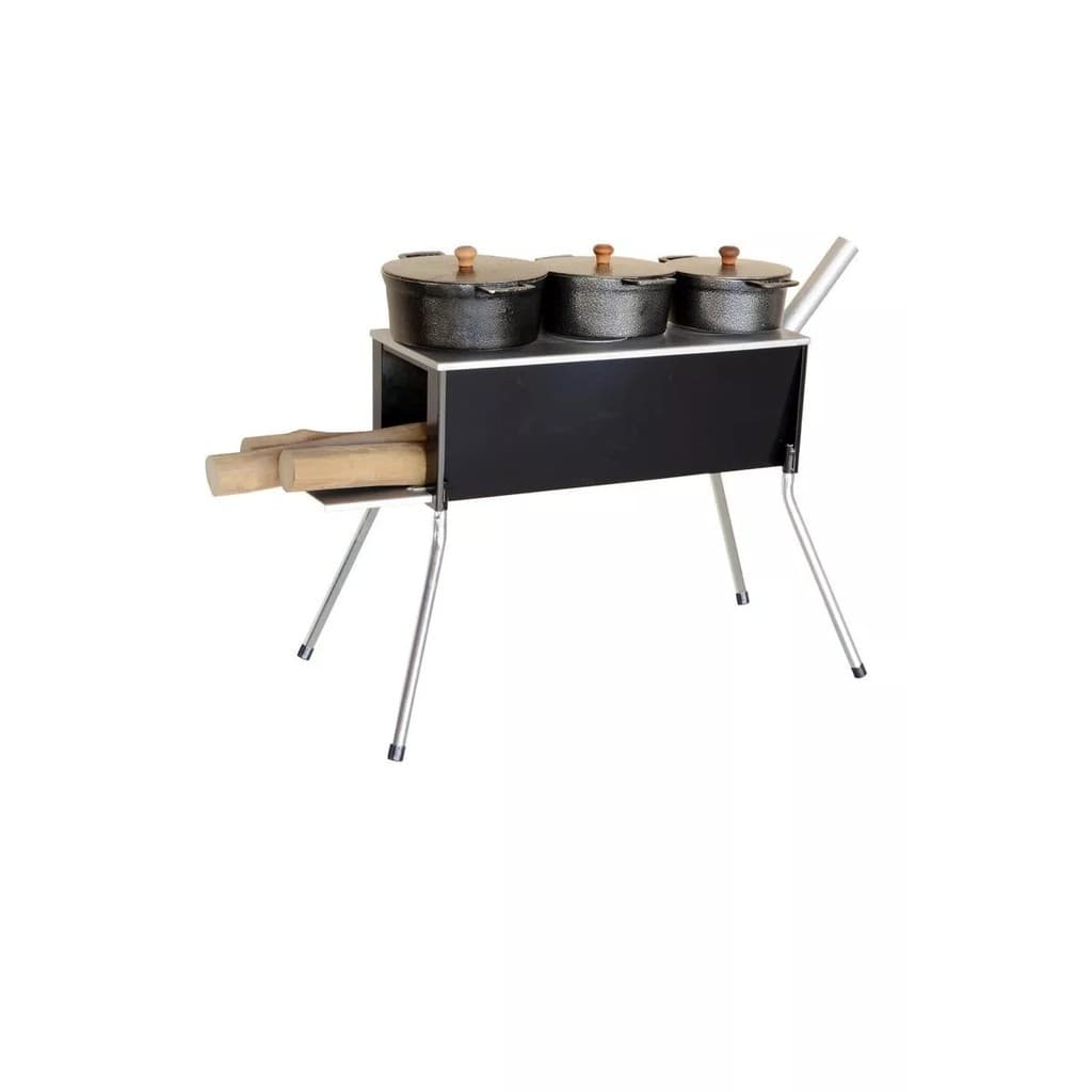Fogao A Lenha 3 Bocas 2 Em 1 Churrasqueira + Lenha