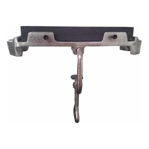 Suporte para pedra de afiar de faca com pedra preta, metal cinza