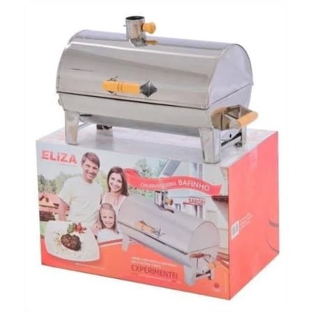 Churrasqueira Inox Bafo A Carvão Portátil De Mesa Com Tampa Eliza