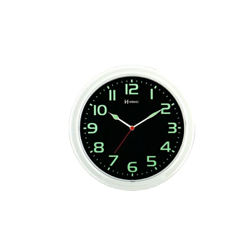 Relogio De Parede Branco Numero Florescente Herweg 660016