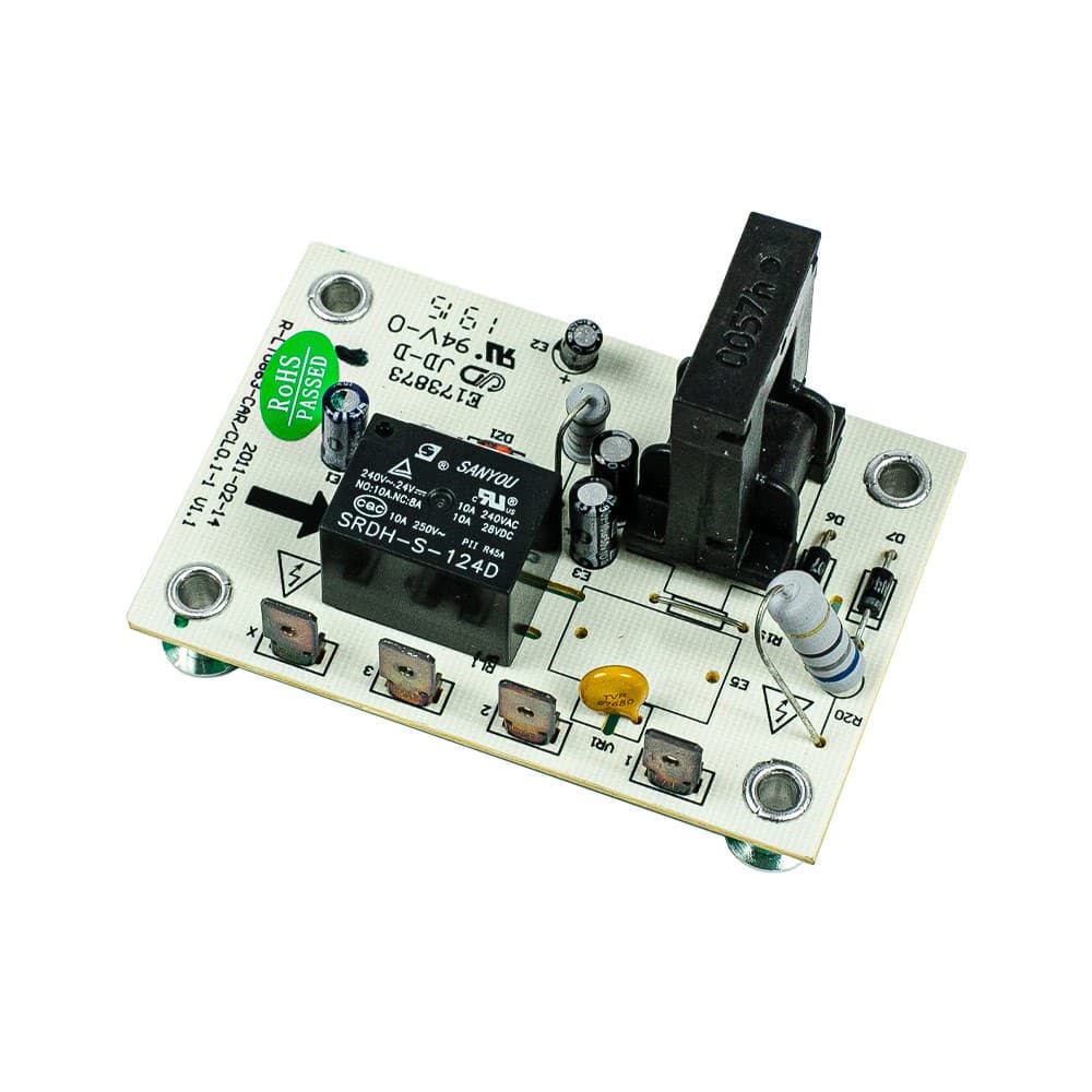 Placa eletrônica branca com componentes e rótulo Rolls PASSED, SRDH-S-124D