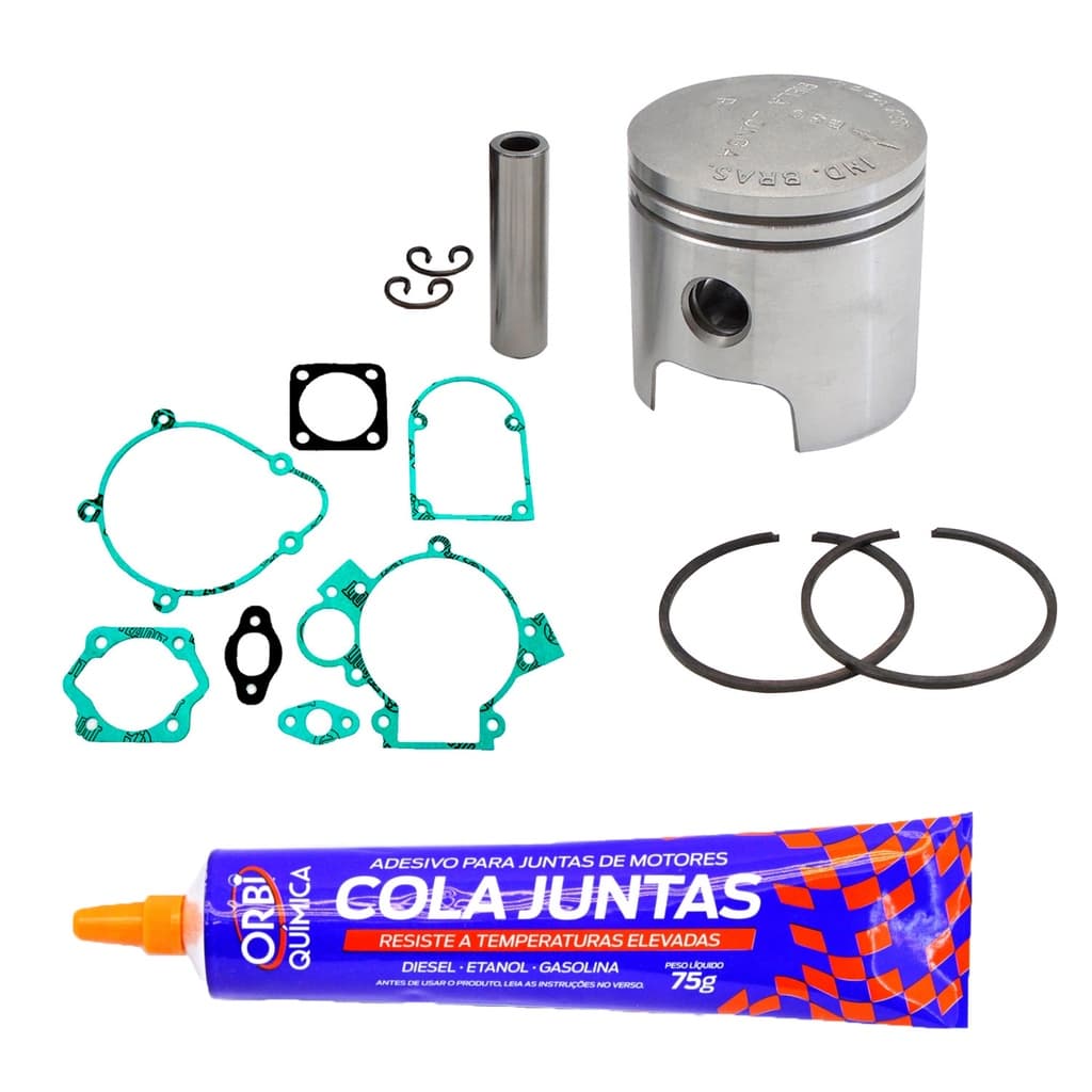 Kit Pistão Com anéis Jogo de Juntas e Cola de Junta Para Bike motorizada 80cc Biela Alta Rocatti