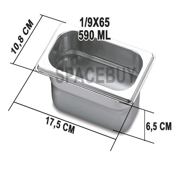 Conj 5 Cubas Gastronômicas Inox Gn 1/9x65 Mm 590 ML sem alça Zahav