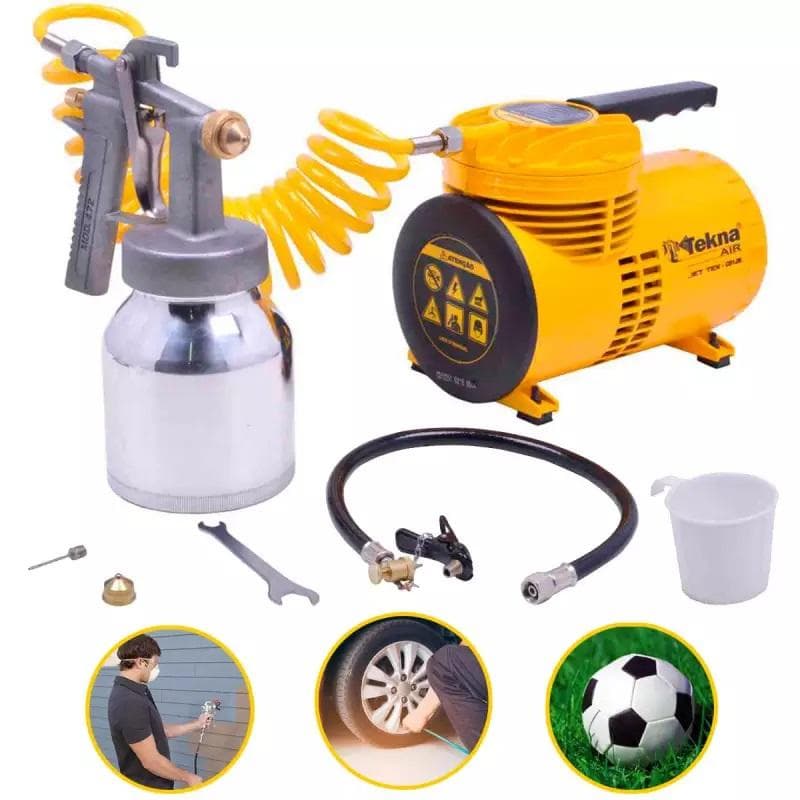 Compressor de ar direto Tekna com kit completo para pintura e inflação