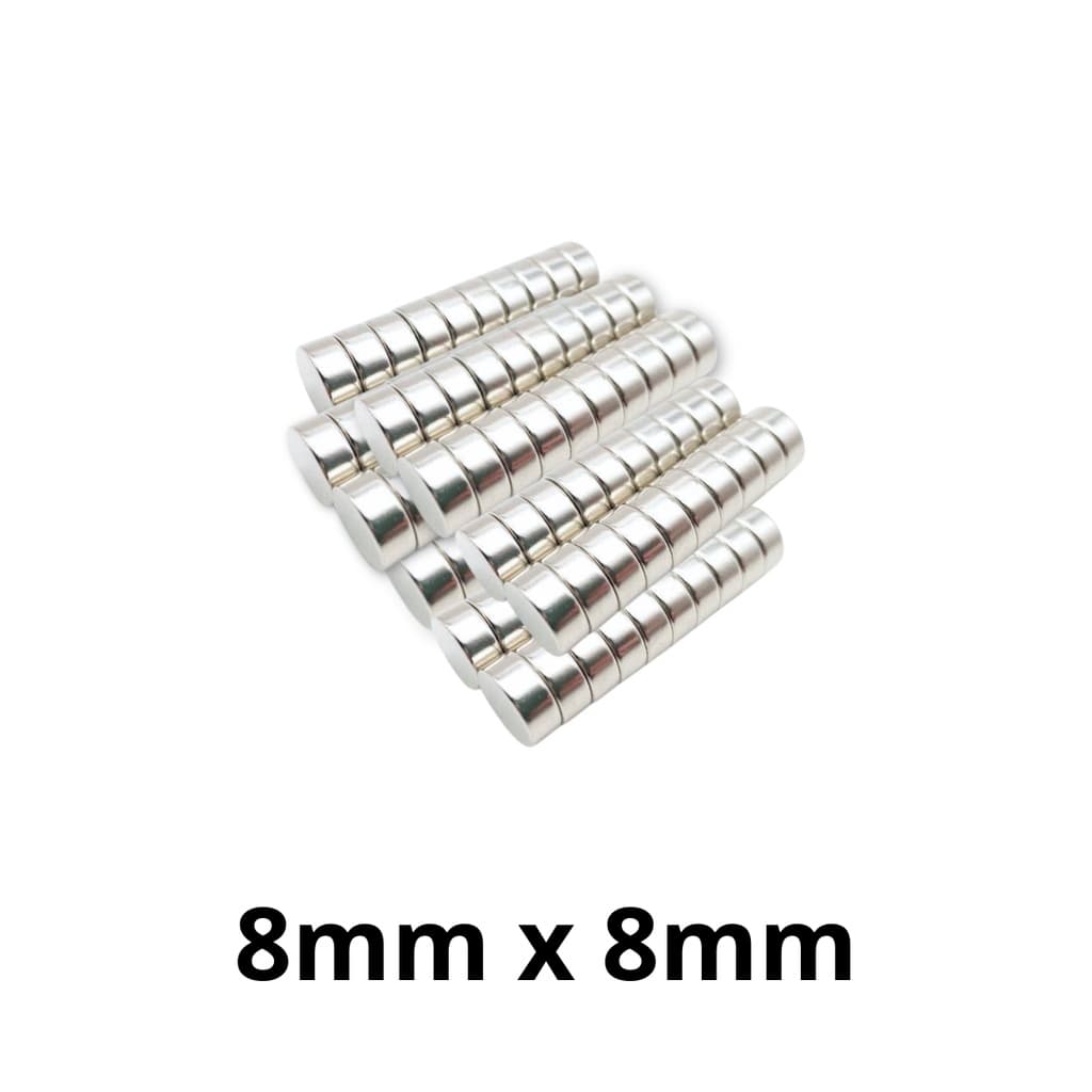 Kit 200 peças imã neodímio potente disco magnético N35 8x8 mm pastilha redondo pequeno super forte