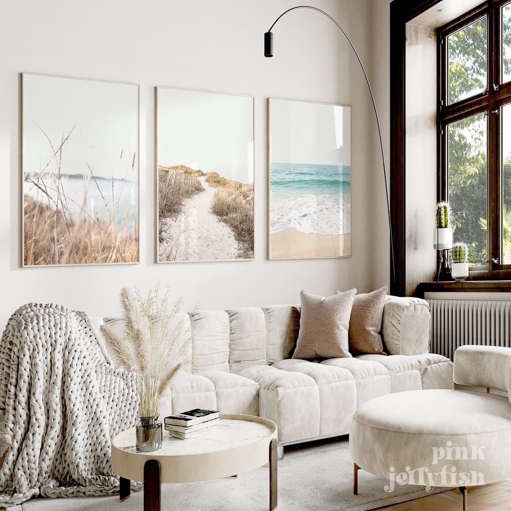 Quadros decorativos minimalistas com motivos naturais para sala de estar