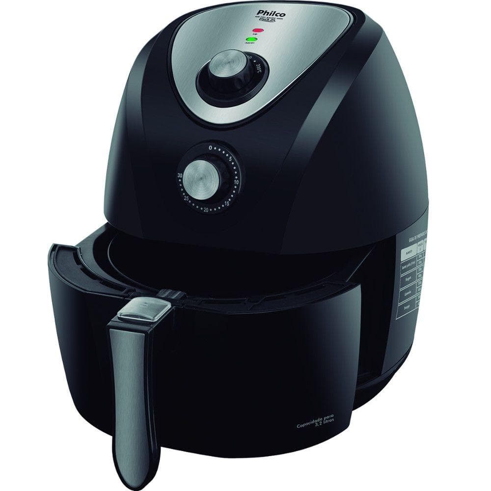 Fritadeira elétrica Philco Air Fryer Saúde 1400W 3,2 litros sem óleo, preto e prata
