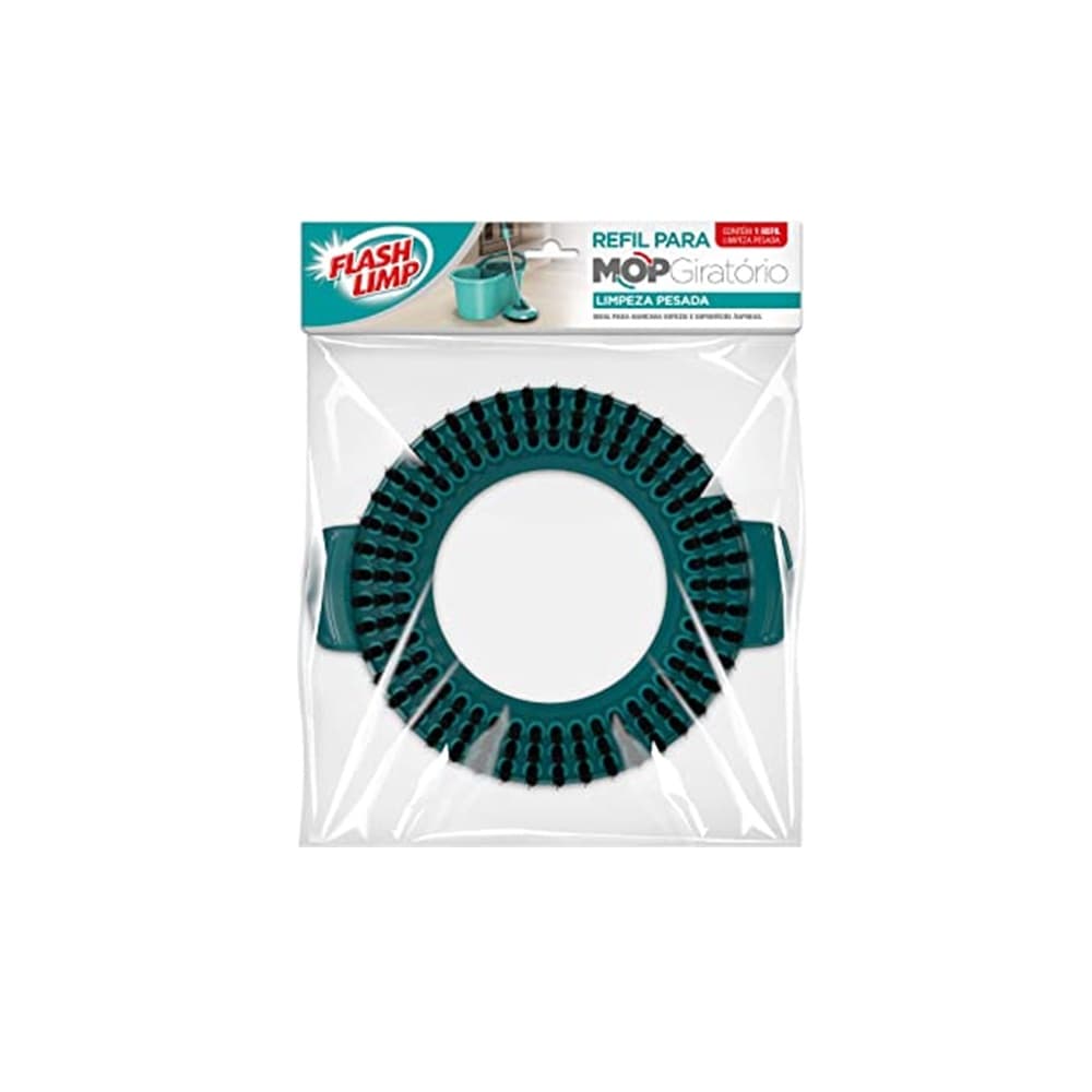 Refil de limpeza pesada para mop giratório Flash Limp, pacote transparente com refil verde escuro