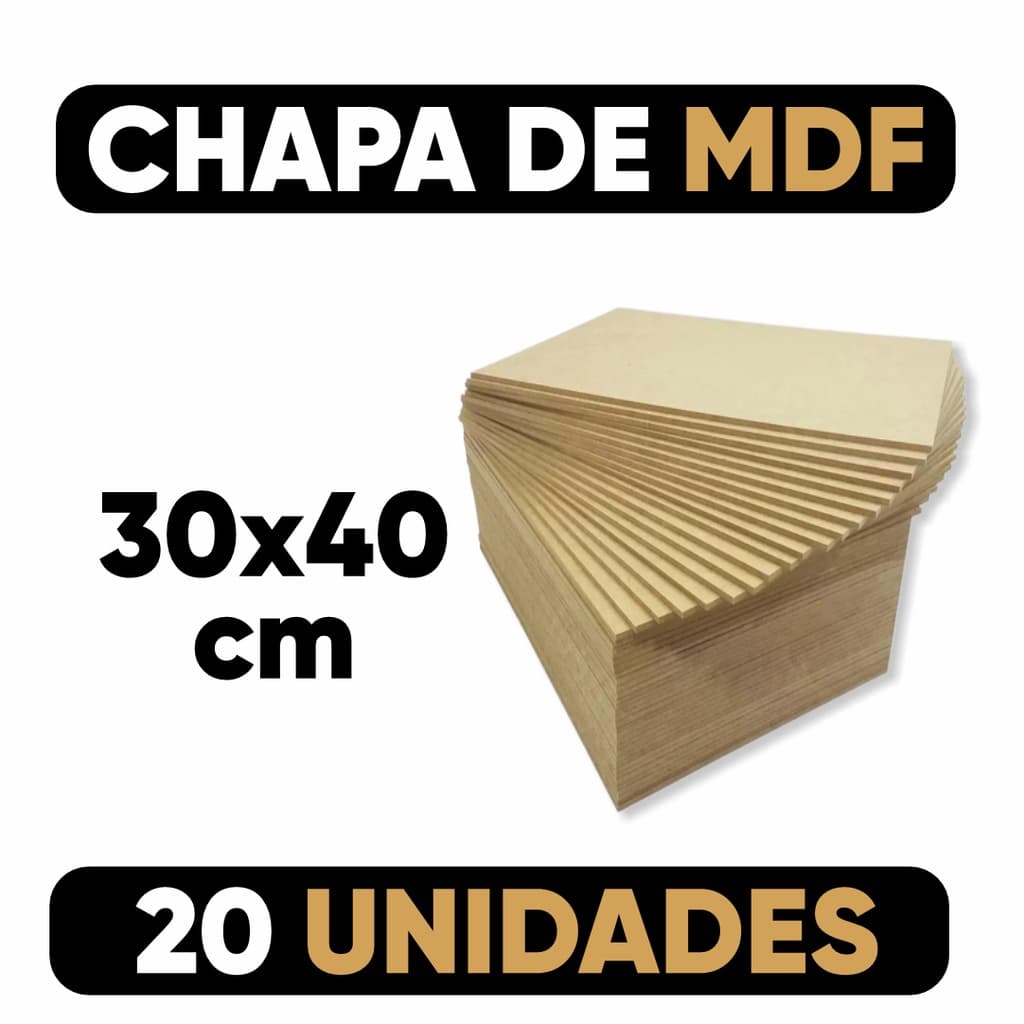 Kit 20 chapas MDF 30x40 cm para decoração e sublimação