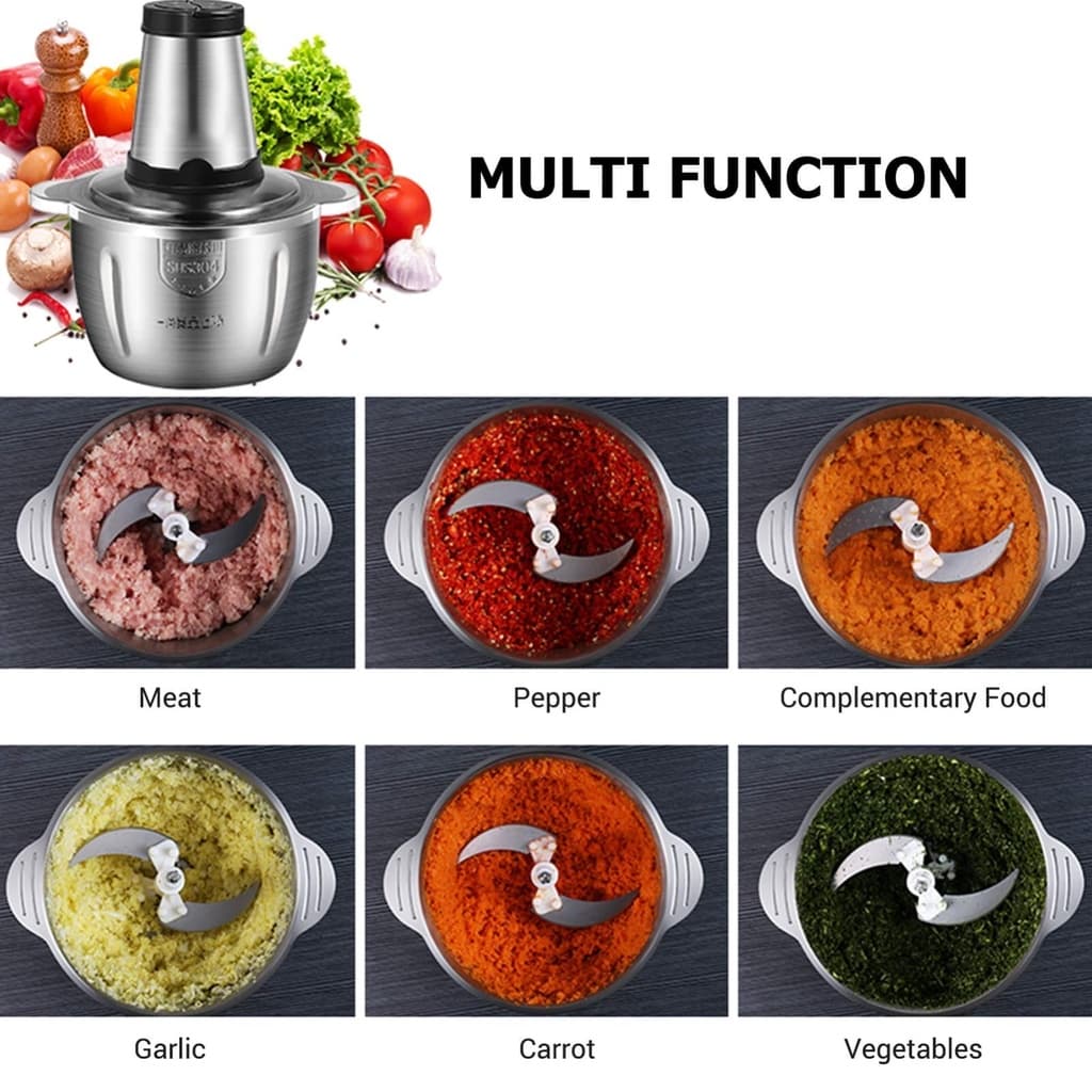 Processador elétrico de alimentos 3L, múltiplas funções para carne, pimenta, alho, cenoura e vegetais