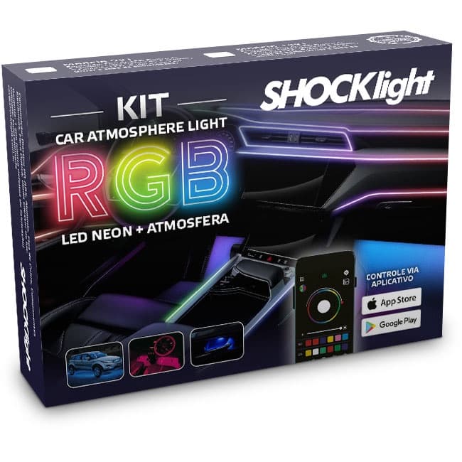 Kit Neon RGB 14x1 Shocklight 4 Leds Atmosférico + 6 Canhões Led + 4 Leds de Porta - SL-FTRGB14