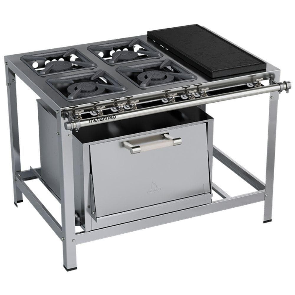 Fogão Industrial Stori Premium 4 Bocas com Forno e Chapa M22 Aço Inox
