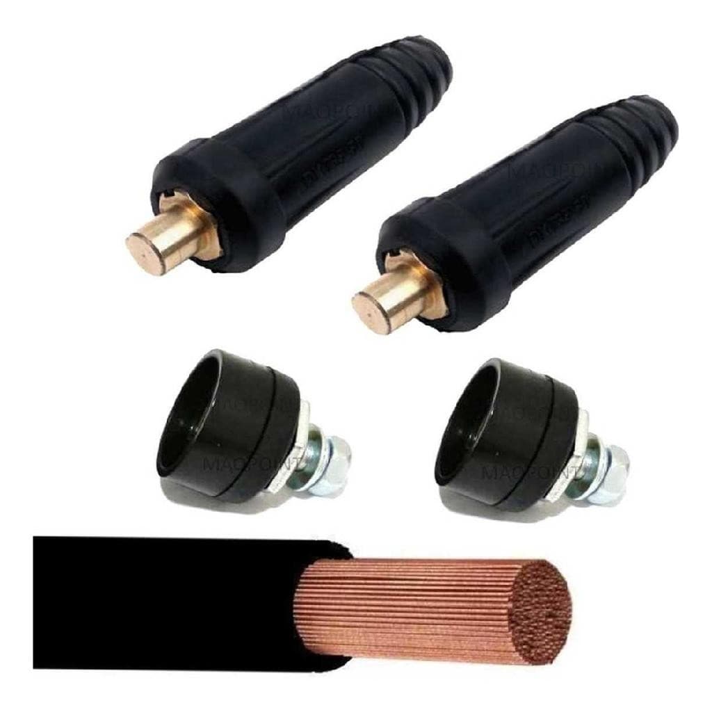 Kit: 2 Conector Engate Rápido 9mm Macho P/Cabo + 2 Conector Engate Rápido 9mm Fêmea P/Painel + 6m Cabo Flexível 16mm