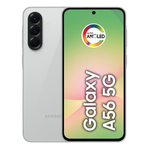 Smartphone Samsung Galaxy A56 5G com tela verde e traseira branca
