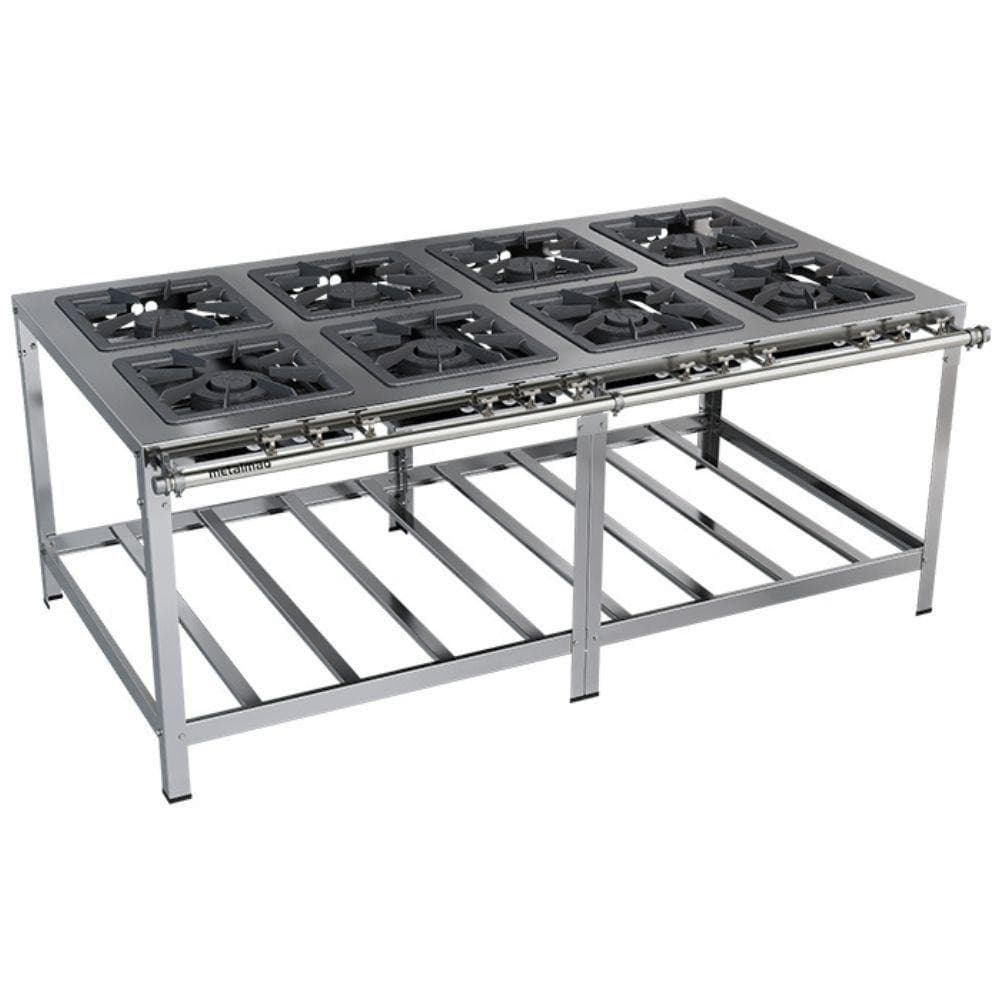 Fogão industrial Stori Premium 8 bocas aço inox Metalmaq