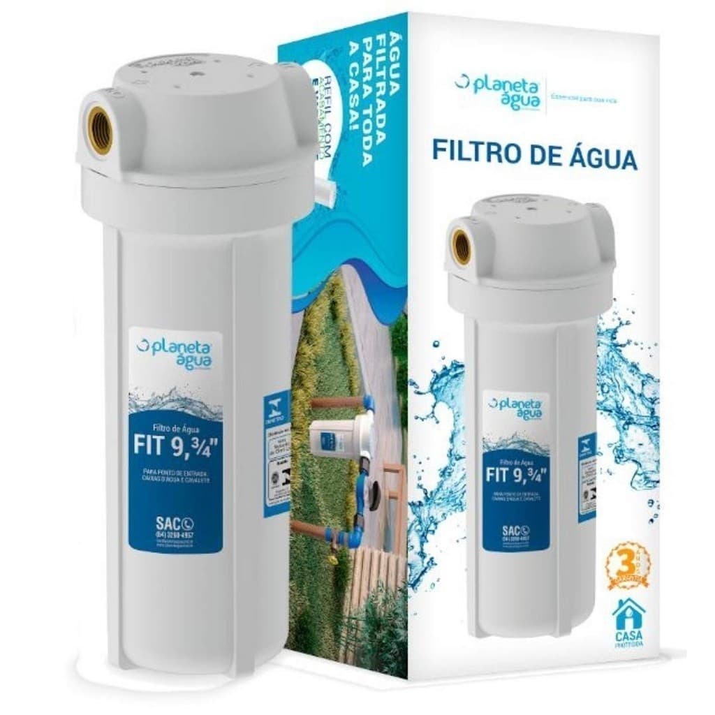 Filtro Purificador Água Rosca Metal 9.3/4" c/Refil Polipropileno Caixa d´água Hidrômetr Planeta Água