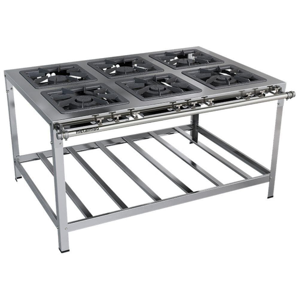 Fogão Industrial Stori Premium 6 Bocas Aço Inox 430 Metalmaq