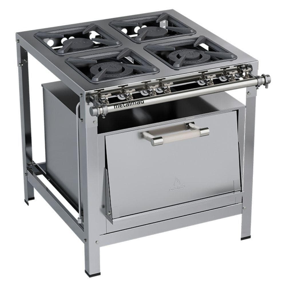 Fogão Industrial Metalmaq com Quatro Bocas e Forno em Aço Inox