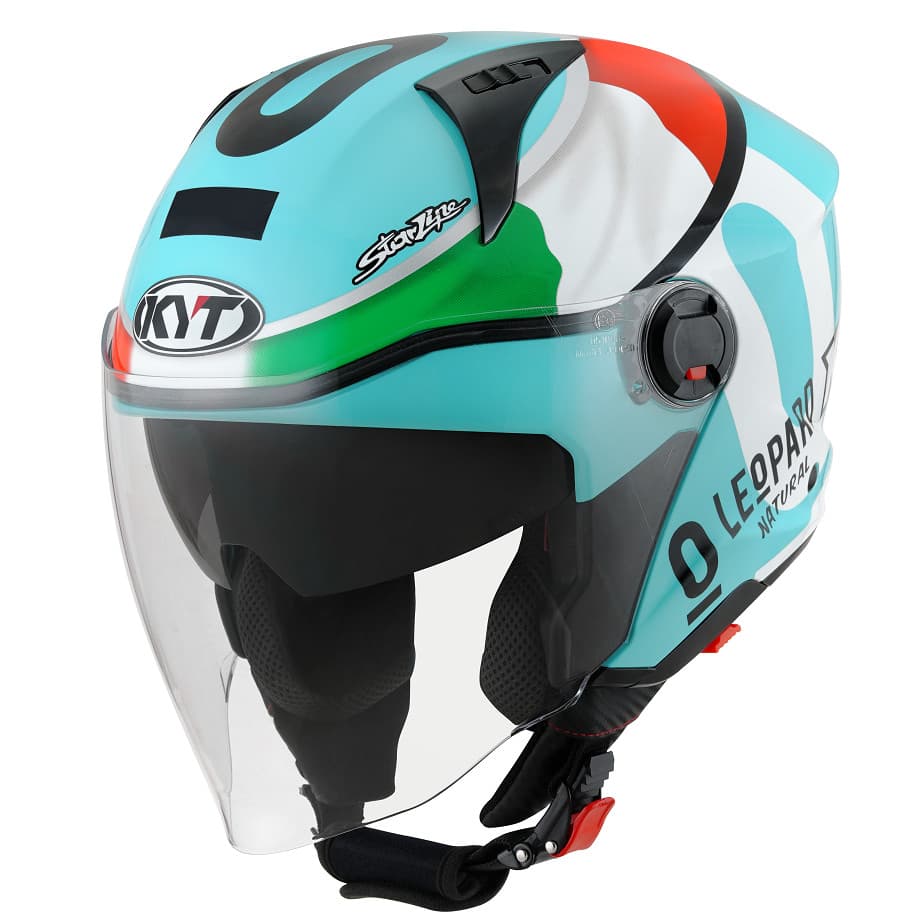 Capacete Aberto KYT D-City Dennis Leopard Italia Azul Moto