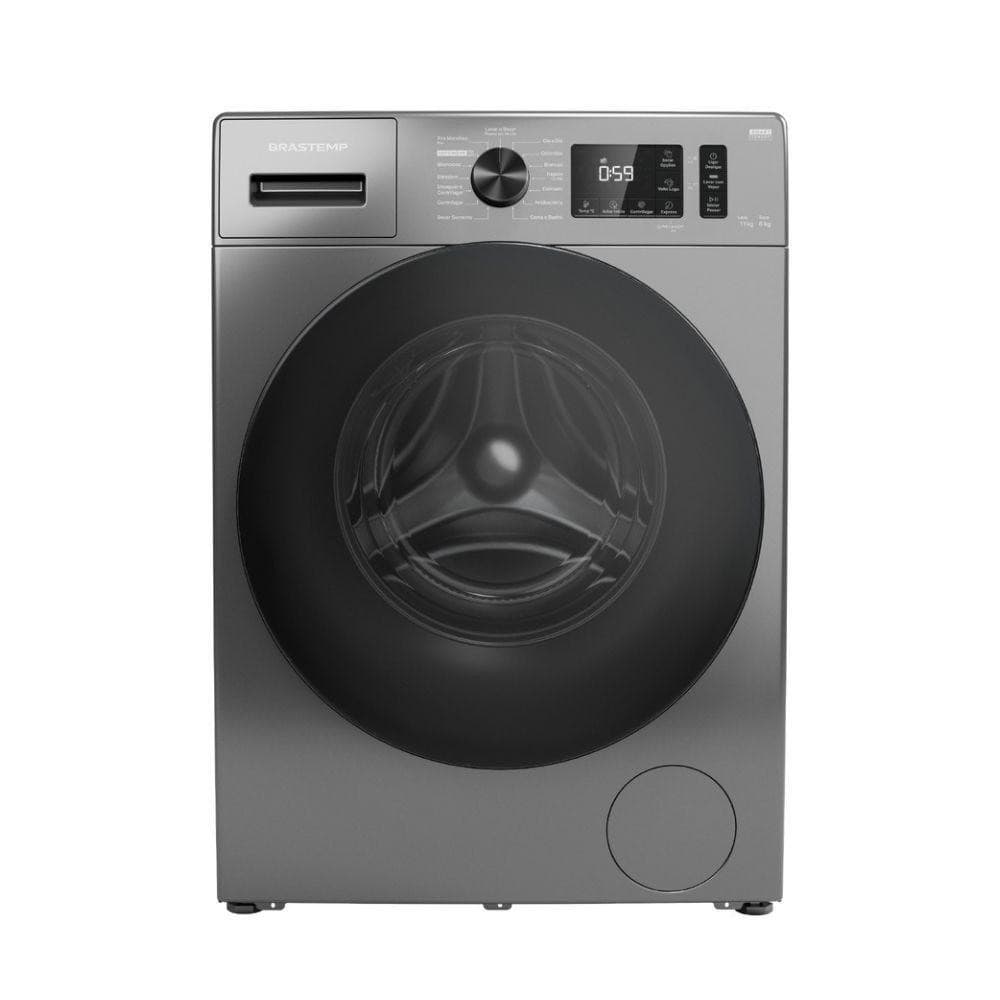 Lava e Seca Brastemp BNO11AS Prata 110V em fundo branco