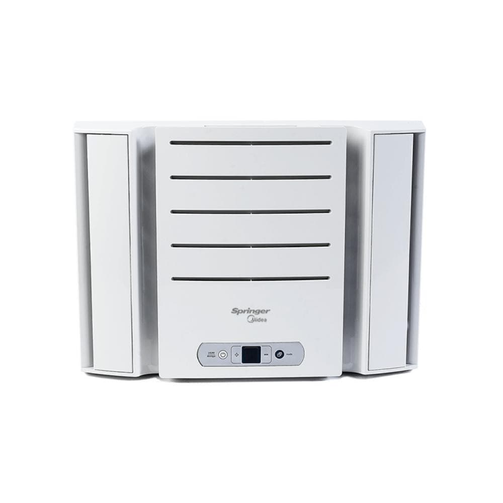 Ar condicionado de janela Springer branco, modelo eletrônico, 10000 BTUs, frio, 110V, com logo e controles visíveis.