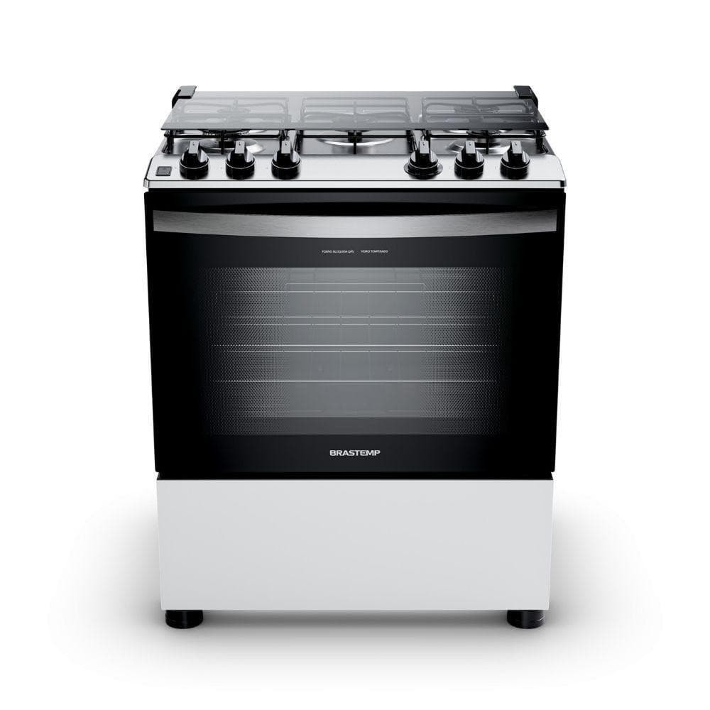 Fogão Brastemp 5 Bocas Mesa Inox BFS5NDB cor Branco Bivolt
