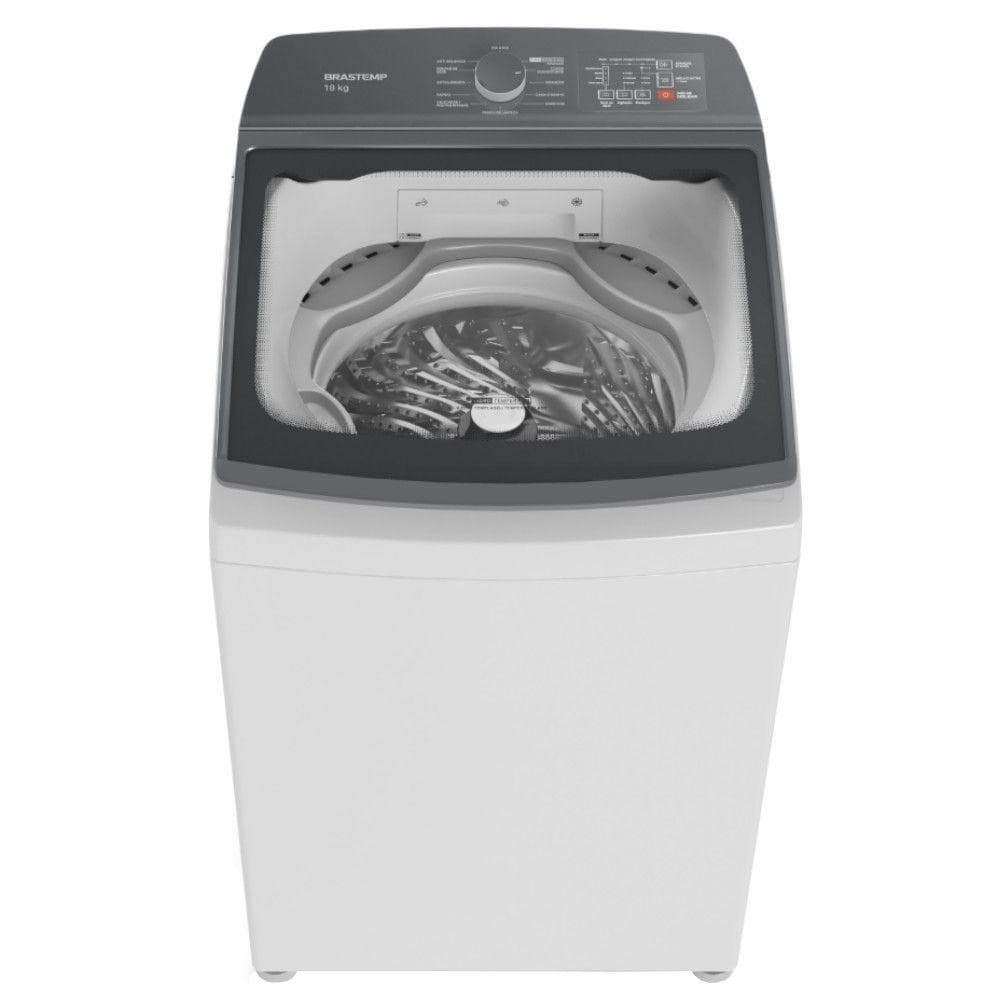 Máquina de Lavar Roupas Brastemp BWF18AB 18kg com porta aberta mostrando o interior