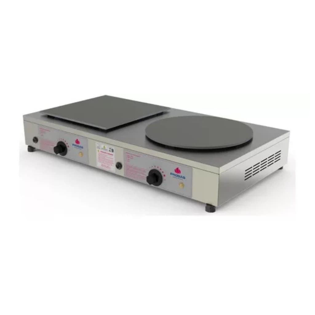 Chapa de crepe elétrica Prkf-202E ST Progas 220V com duas placas redondas e controles de temperatura