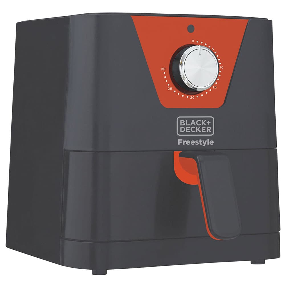 Fritadeira Elétrica Freestyle Black+Decker Air Fryer Sem Óleo 1,5L, preto e vermelho, ângulo frontal