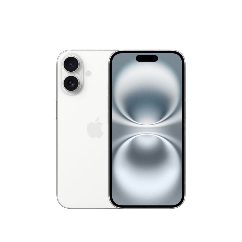 iPhone 16 Apple branco com tela de 6,1 polegadas e câmera dupla.