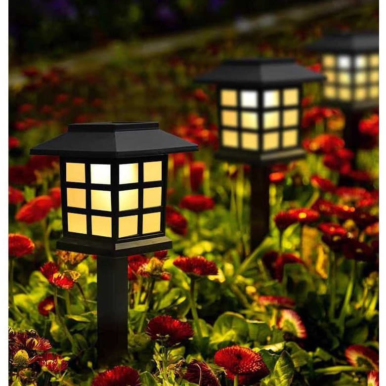 KIT 6 PEÇAS LUMINÁRIA JARDIM COM PLACA SOLAR ESPETO Luminaria Espeto Oriental Energia Solar Jardim Branca Fria