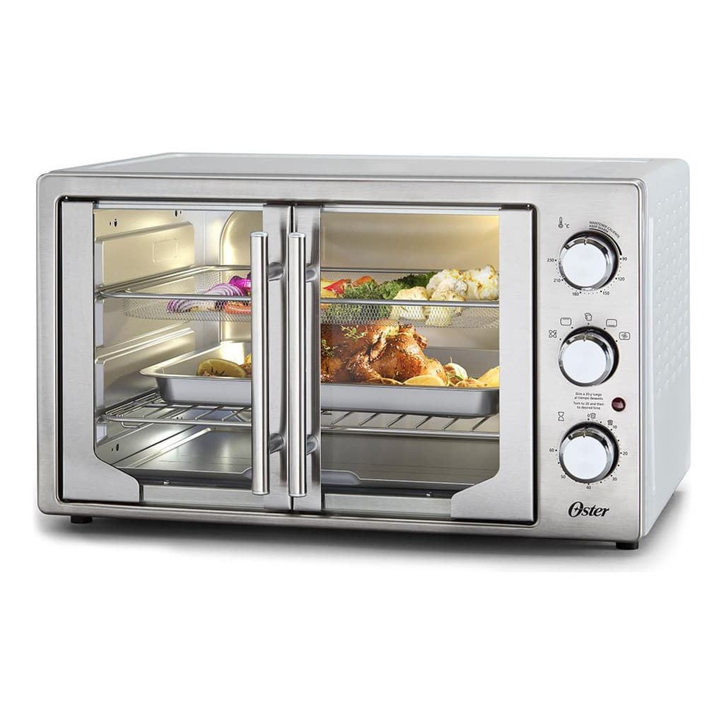 Forno e fritadeira Oster 42L com porta francesa em aço inoxidável
