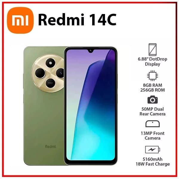 (Novo) Xiaomi Redmi 14C Verde 8GB+256GB RAM,4GB+128GB RAM