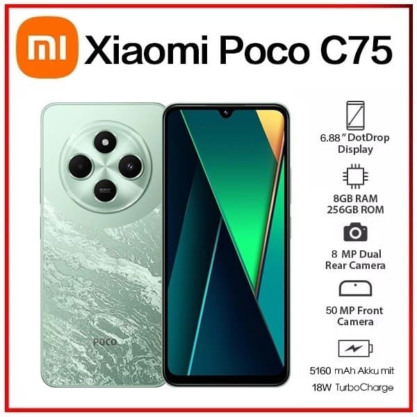 (Novo) Xiaomi Poco C75 Verde 8GB+256GB RAM,6GB+128GBRAM