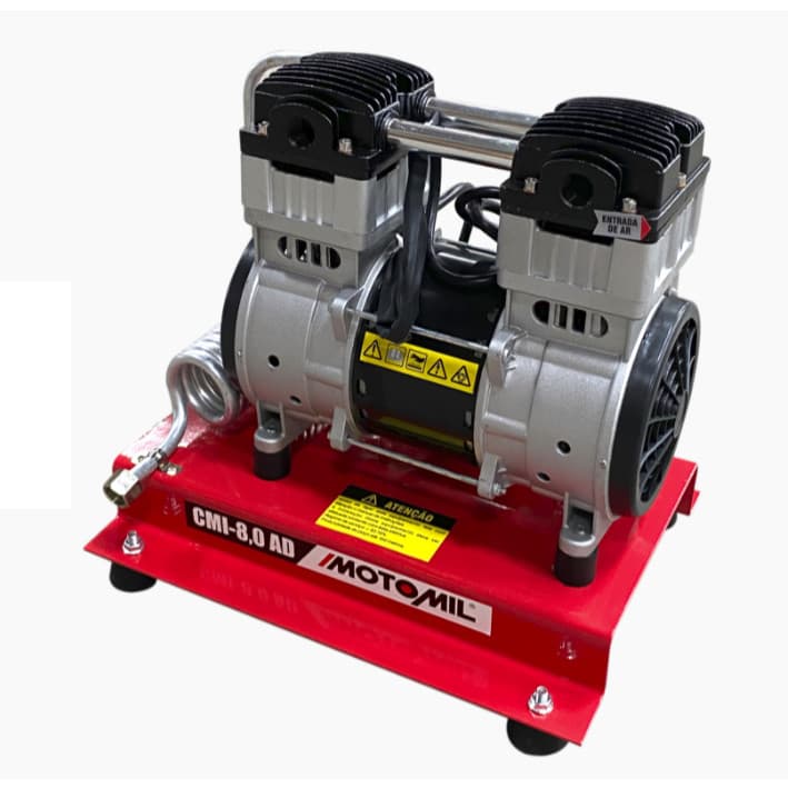 Compressor de Ar Direto CMI-8,0/AD Monofásico 220V - Motomil em base vermelha com rodas
