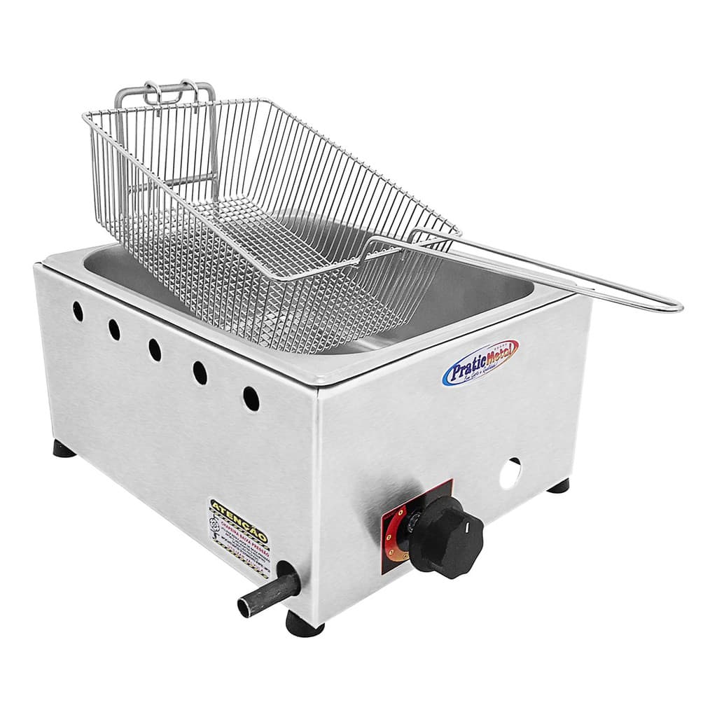 Fritador Industrial a Gás Prata-Metal 5 Litros com Cesta