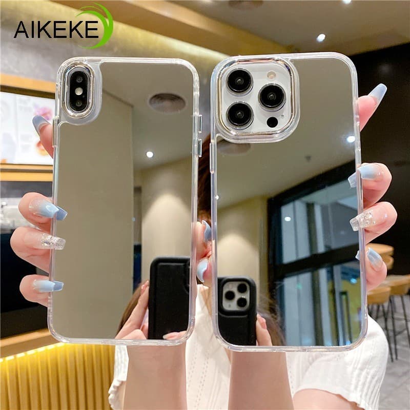 Capas de telefone transparentes com espelho para iPhone, marca AIKEKE.