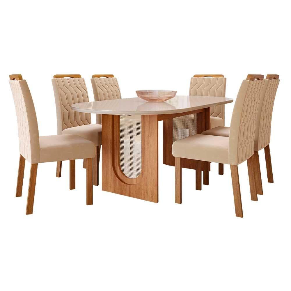 Conjunto de jantar Valentina com mesa oval e seis cadeiras Paola Wood