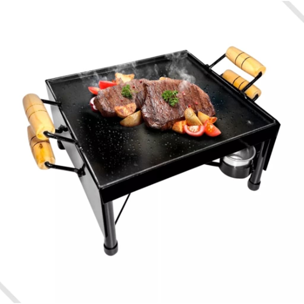 Churrasqueira Fogareiro a Álcool Chapa Ferro Multi P/ Mesa10
