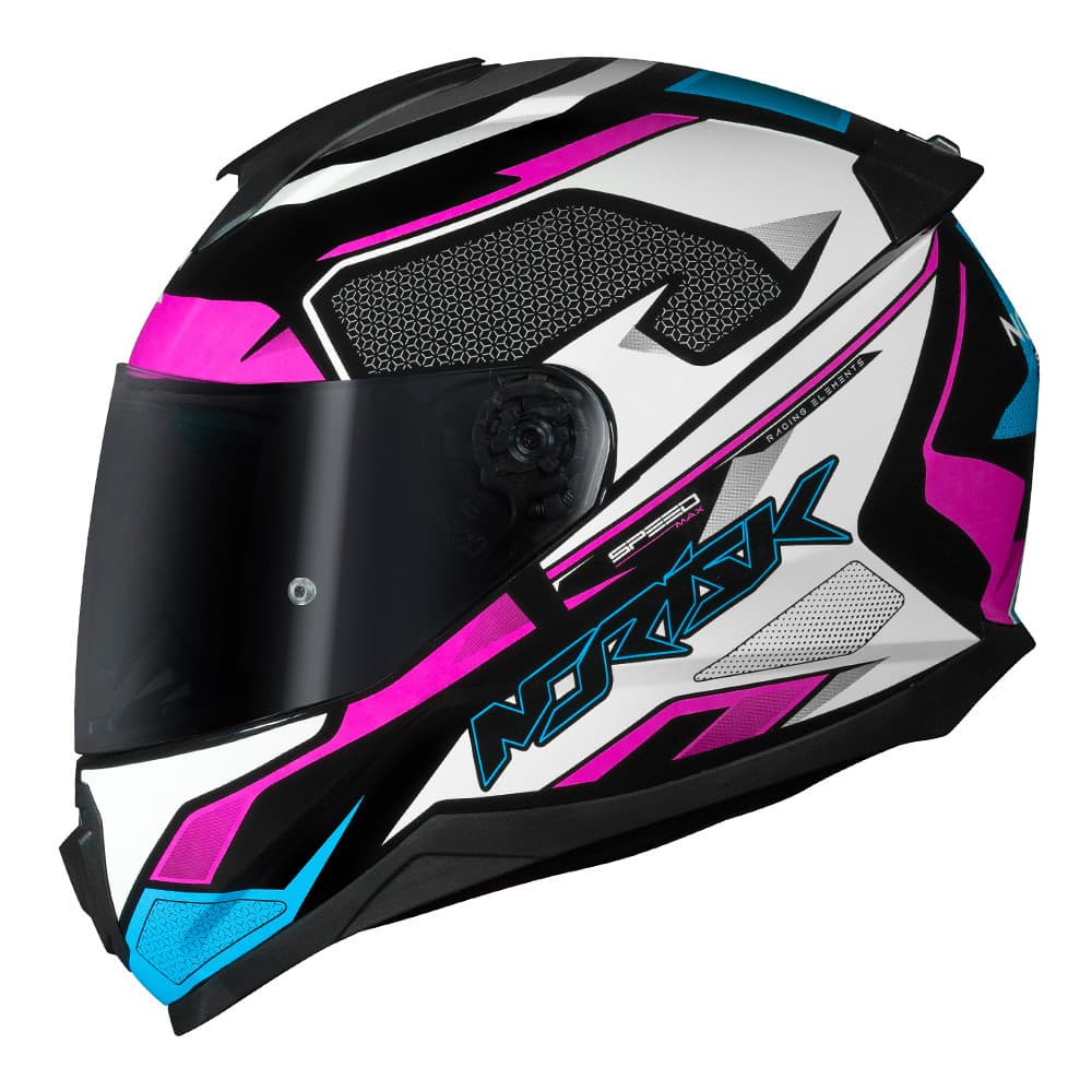 Capacete Norisk Razor Speedmax Preto Brilhante Branco e Rosa