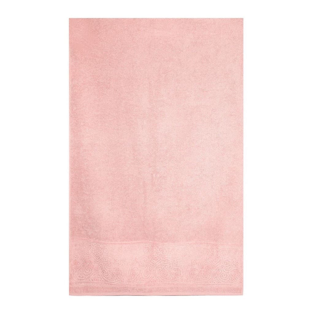 Toalha de banho rosa claro macia 100% algodão com barra de velour