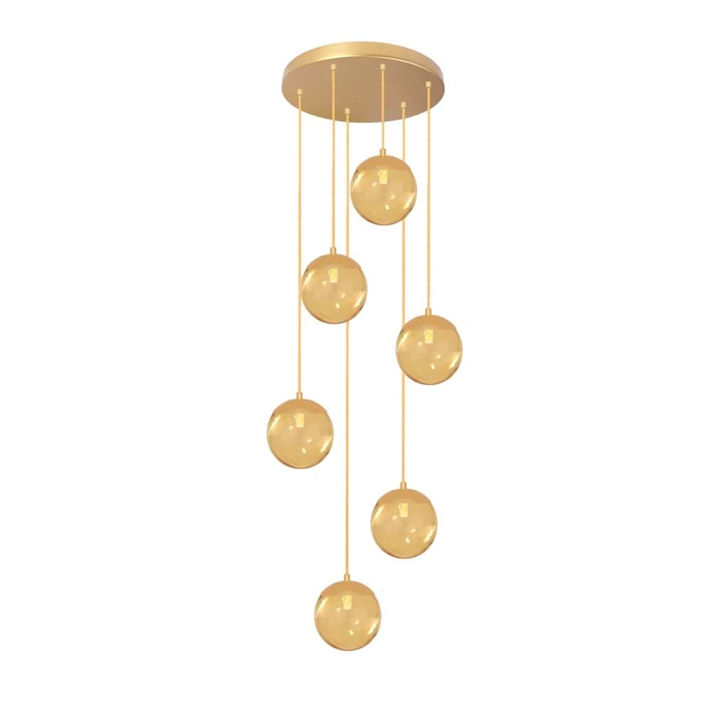 Pendente Moderno Dourado Pé Direito Alto Sala Vão de Escada