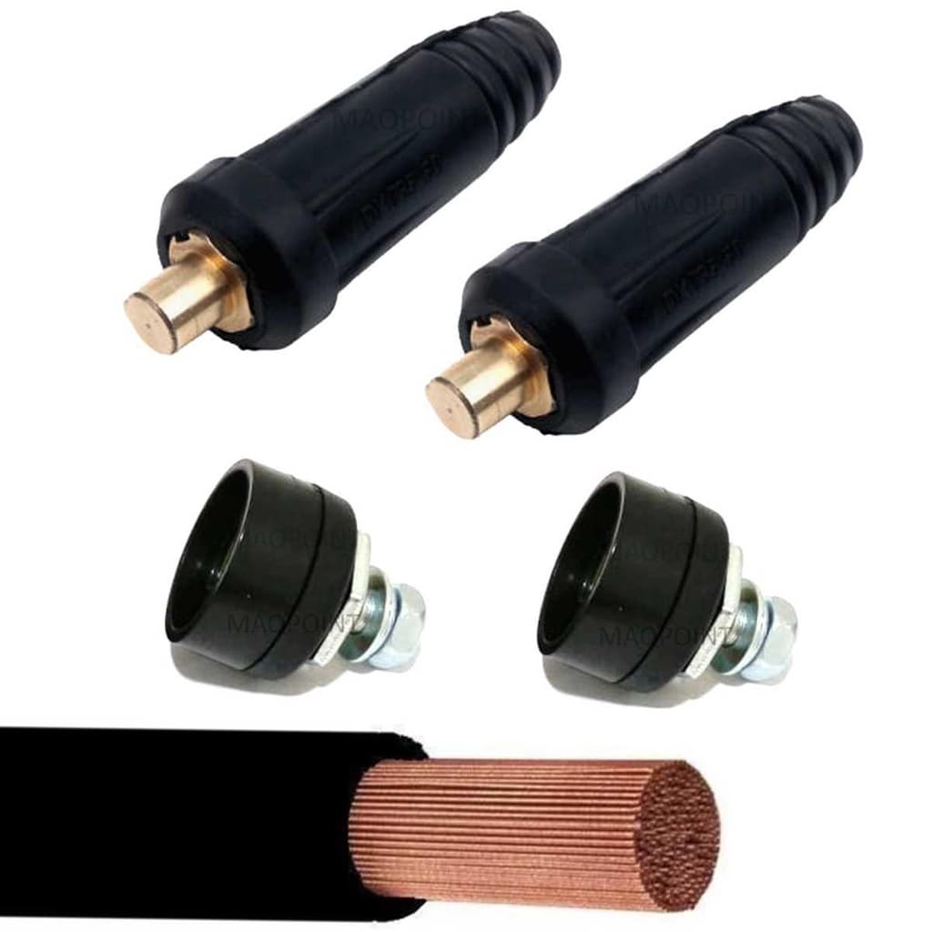 Kit: 2 Conector Engate Rápido 9mm Macho P/ Cabo + 2 Conector Engate Rápido 9mm Fêmea P/ Painel + 6m Cabo Flexível 16mm²