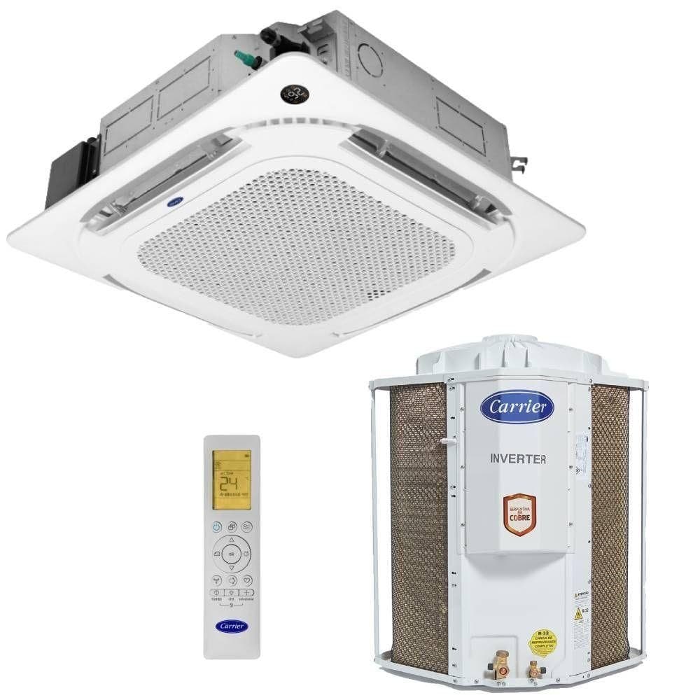 Ar Condicionado Split Cassete Carrier 4 Vias 60000 BTUs Frio Inverter 220V Monofásico 38CCVD60515MC com Controle Remoto