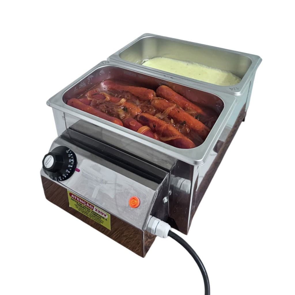 Rechaud elétrico molheira chocolateira inox 2 cubas 5kg 110V