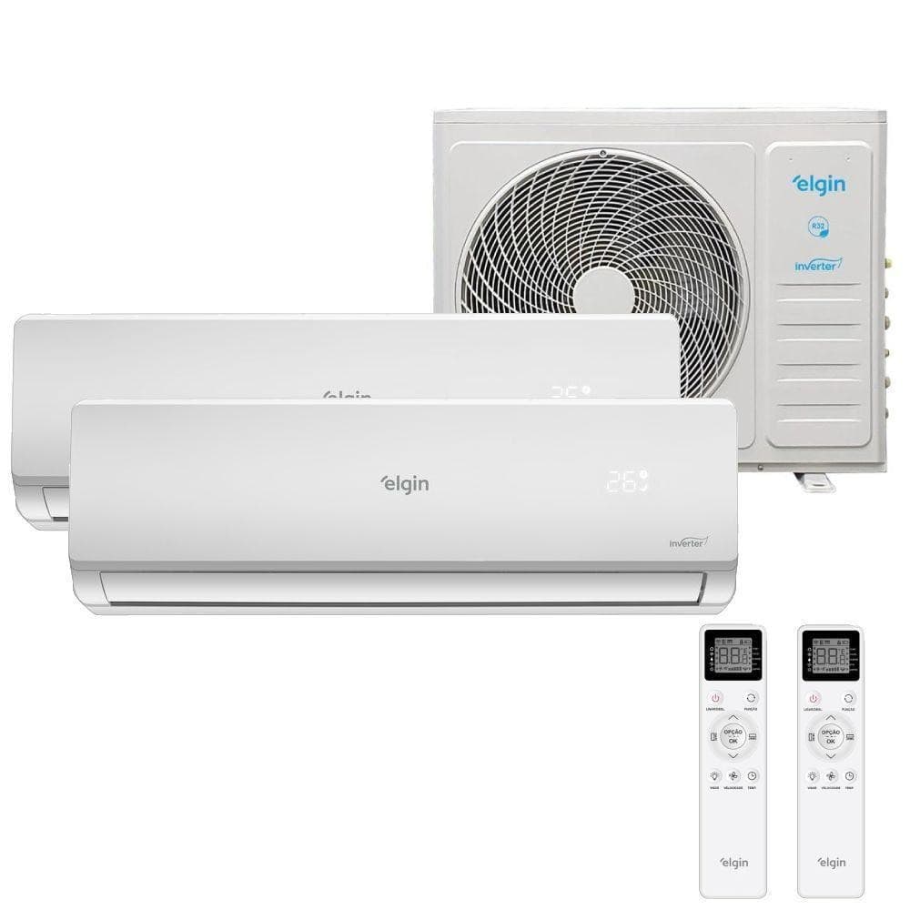 Ar condicionado bi split Elgin 18000 BTUS branco com controles remotos