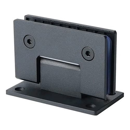 Dobradiça de porta em aço inoxidável preto polido e escovado, 180°, para instalação centralizada
