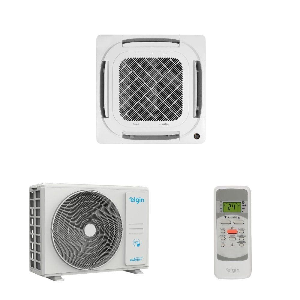 Ar Condicionado Split Cassete Elgin Eco Inverter 24000 BTUS branco contra fundo branco