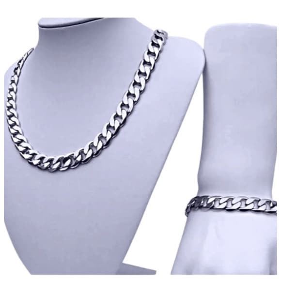 Cordao E Pulseira Masculina Grossa 60cm 12 mm Aco Cirurgico  Corrente Cordão Super Premium / Qualidade Le Bijoux Cordão 